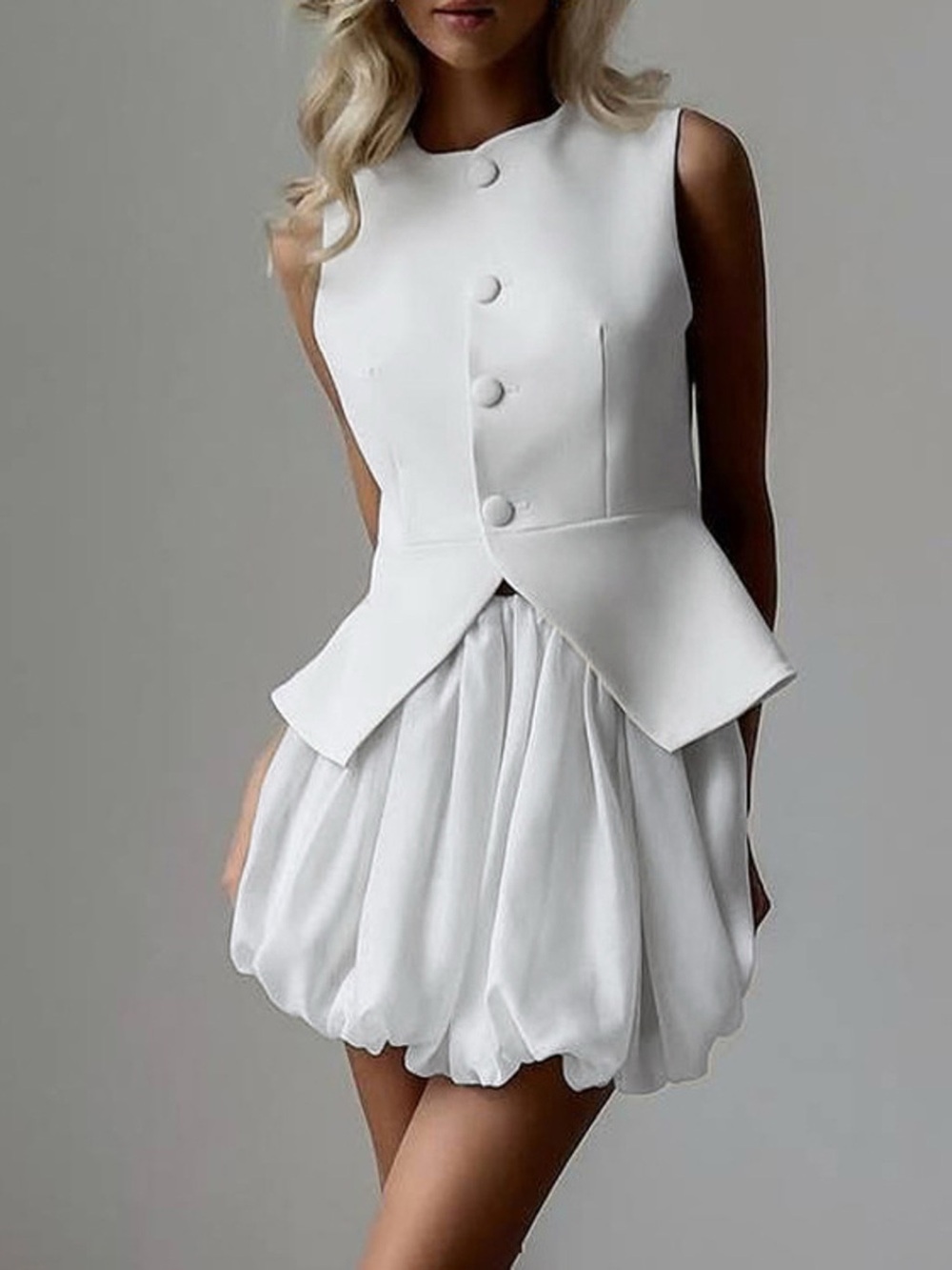 Peplum Vest and Bubble Skirt Set